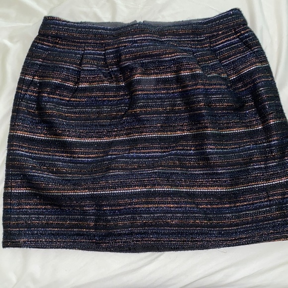 Jcrew factory navy and copper sparkle mini skirt size 4 - Picture 2 of 3